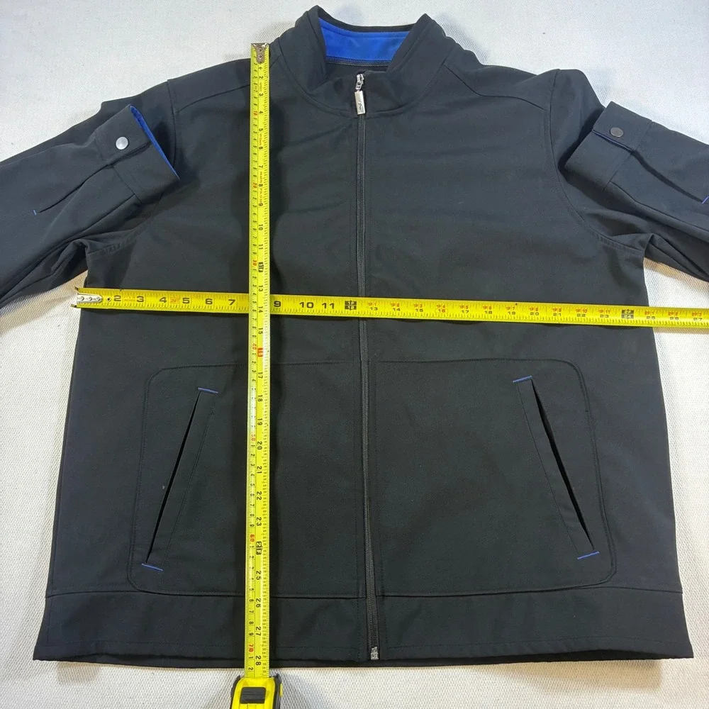 Tommy‎ Bahama Jacket Mens XL Black Blue Fleece Lined Softshell Full Zip